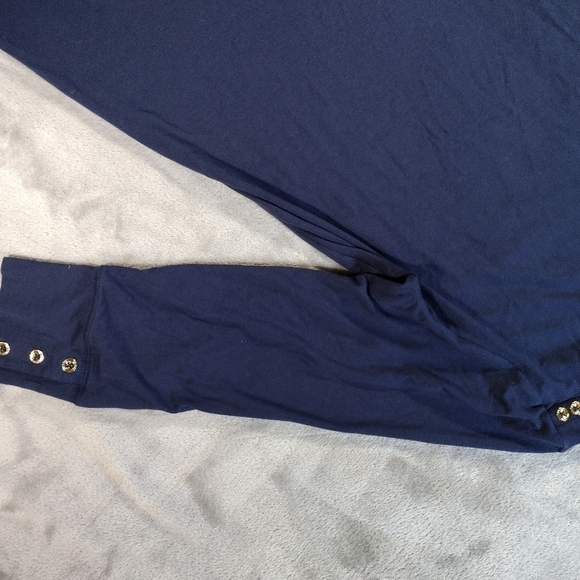 Lilly Pulitzer women navy Blue Sophie boat neck dress gold buttons Stretch L - Picture 4 of 7